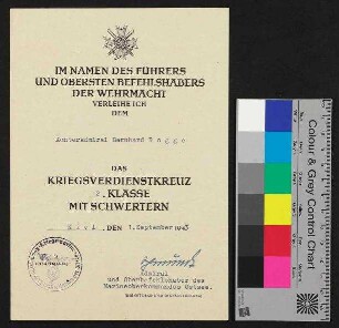 Urkunden für verliehende Auszeichnungen