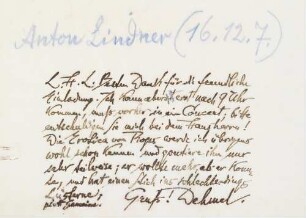 Brief an Anton Lindner