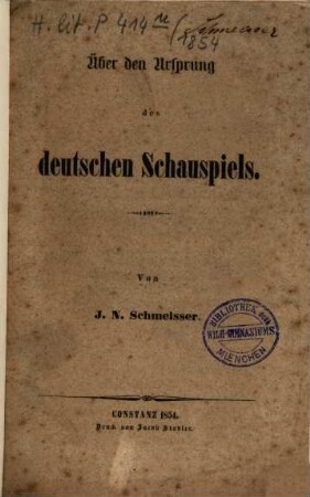 Programm des Grossherzoglichen Lyceums in Constanz : vom Schuljahre ..., 1854