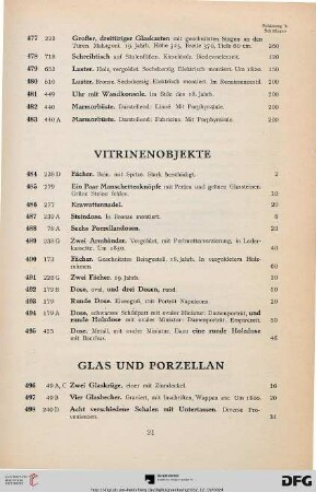 Vitrinenobjekte (Nr. 484-495)