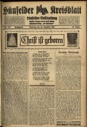 Ausgabe vom Samstag, den 24. Dezember 1932.