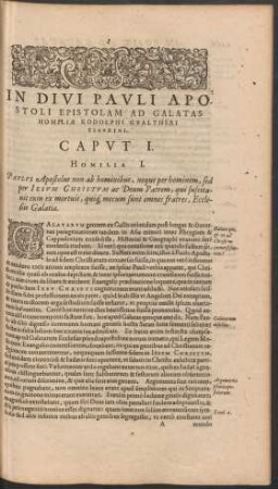 In Divi Pauli Apostoli Epistolam Ad Galatas Homiliae Rodolphi Gualtheri Tigurini.