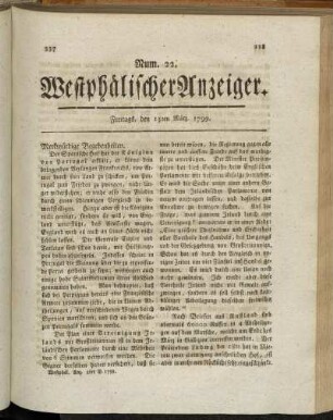 Num. 22. Freitags, den 15ten März. 1799