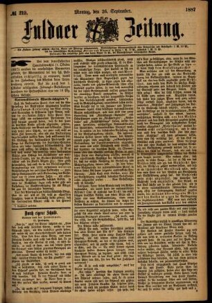 Ausgabe vom Montag, den 26. September 1887.