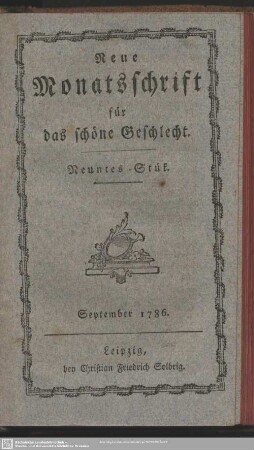 Neuntes Stük. September 1786
