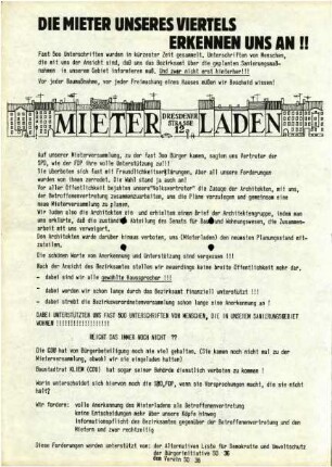 Flugschrift: Die Mieter unseres Viertels erkennen uns an!!