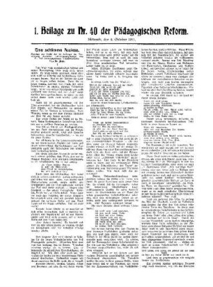 Eine schlimme Auslese : (Schluß folgt) ; 1. Beilage zu Nr. 40 der Pädagogischen Reform