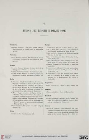 V. Indice dei luoghi e delle cose