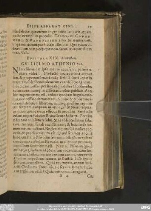Epistola XIX. Bruxellam. Guilielmo Athenio Suo.