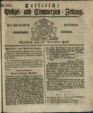 Nr. 101, Mittwoch, den 18ten December 1816