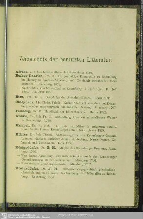 Verzeichnis der benutzten Litteratur