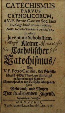 Catechismus Parvus Catholicorum = Kleiner Catholischer Catechismus