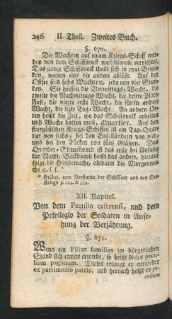 XII. Kapitel. Von dem Peculio castrensi, und dem Privilegio der Soldaten in Ansehung der Verjährung