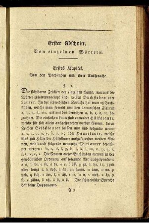 Erster Abschnitt. Von einzelnen Wörtern.