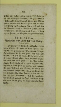 Abtei Fulda. Bonifacius wird Erzbischof von Mainz
