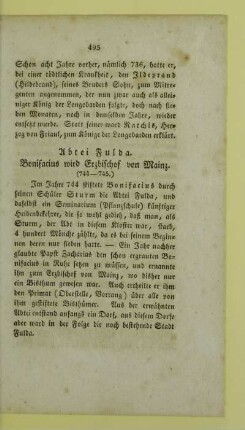 Abtei Fulda. Bonifacius wird Erzbischof von Mainz