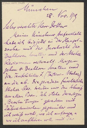 Brief an Ludwig Strecker und B. Schott's Söhne : 28.11.1919