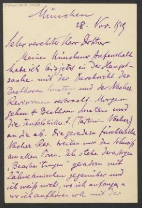 Brief an Ludwig Strecker und B. Schott's Söhne : 28.11.1919