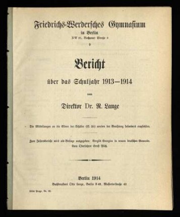 1913/14: Bericht ... - 1913/14
