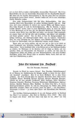 Jeder Ort bekommt sein „Dorfbuch“