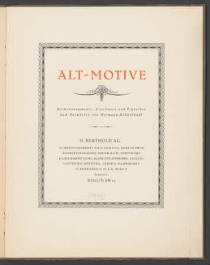 Alt-Motive : Reihenornamente, Zierlinien und Vignetten nach Entwürfen von Hermann Zehnpfundt
