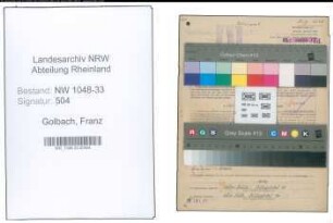 Entnazifizierung Franz Golbach , geb. 19.07.1903 (Lehrer)