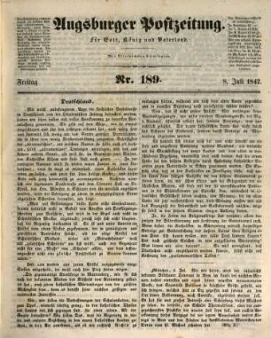 Augsburger Postzeitung. 1842, [2] = 7 - 12