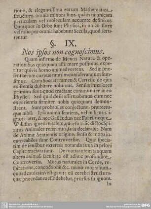 §. IX. Nos ipsos non cognoscimus.