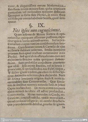 §. IX. Nos ipsos non cognoscimus.