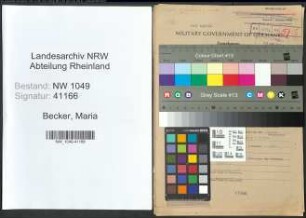 Entnazifizierung Maria Becker , geb. 23.09.1903 (Prokuristin)