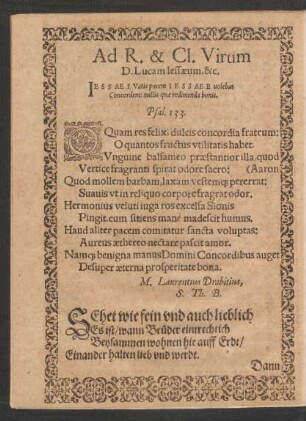 Ad R. & Cl. Virum D. Lucam Iessaeum, &c.