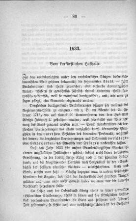 1633. Vom kurfürstlichen Hofhalte