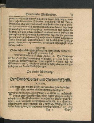 Die vierdte Abtheilung/ Von Der Gnade Gottes und Verdienst Christi.