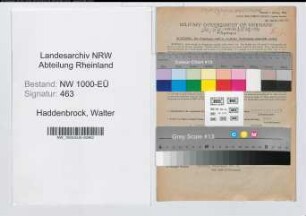 Entnazifizierung Walter Haddenbrock, geb. 24.11.1899 (Kommunalbeamter)