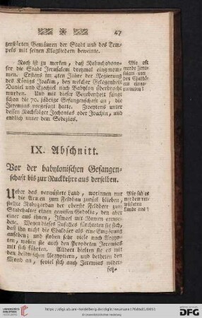 IX. Abschnitt: Vor der babylonischen Gefangenschaft bis zur Ruckkehre aus derselben