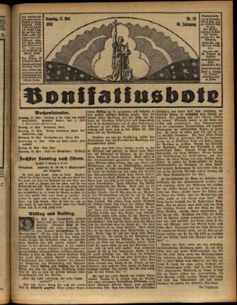 Erste Ausgabe vom Sonntag, den 17. Mai 1931.