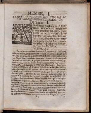 Membr. I. Tradit Defintiones Sive Explicationes Terminorum Occurrentium.