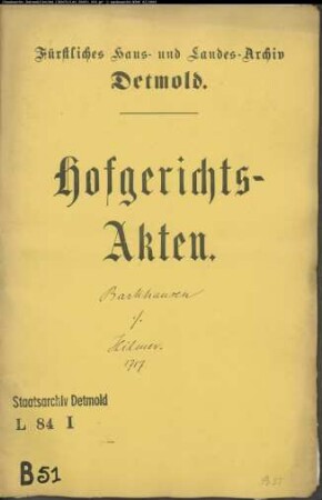 Barkhausen, Johann, Prokurator gegen Amtmann Hilmers Erben