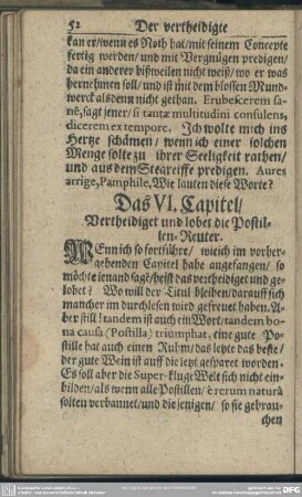 Das VI. Capitel, Vertheidiget und lobet die Postillen-Reuter