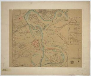 Plan der Festung Germersheim, kolorierte Handzeichnung, um 1850?