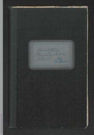 Protokollbuch für Vorstandsprotokolle Juli 1908 - 22. April 1909