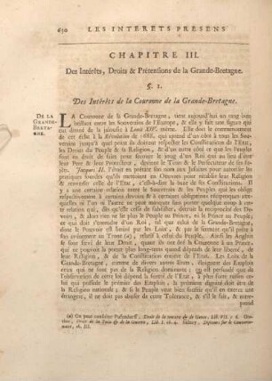 Chapitre III. Des Intérets, Droits & Prétensions de la Grande-Bretagne.