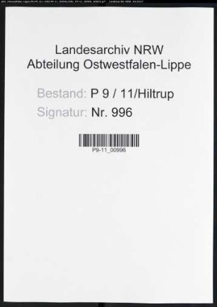 Sterberegister Standesamt Hiltrup