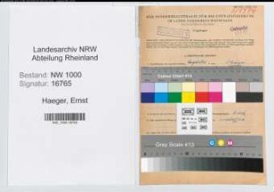 Entnazifizierung Ernst Haeger, geb. 04.01.1909 (Angest.)
