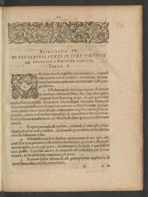 Exercitatio IV. De Causa Efficiente Et Fine Virtutis