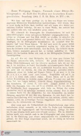 [Rezension von: Hans Wolfgang Singer, Versuch einer Dürer-Biographie]