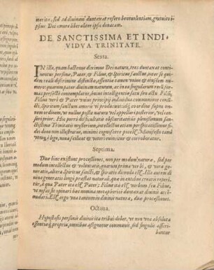 De Sanctissima Et Individva Trinitate.