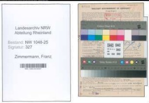 Entnazifizierung Franz Zimmermann , geb. 10.06.1883 (Baecker)