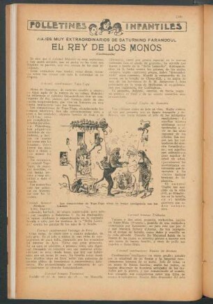 El rey de los monos : Folletines infantiles - Viajes muy extraordinarios de Saturnino Farandoul - (Continuación)