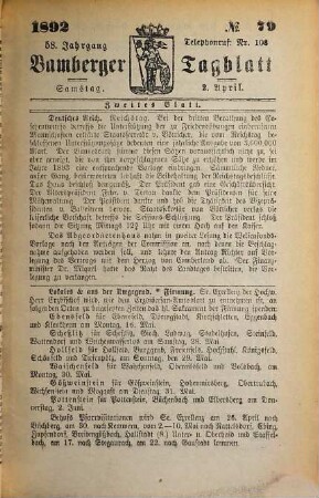 Bamberger Tagblatt. 1892 = Jg. 58, 4 - 6